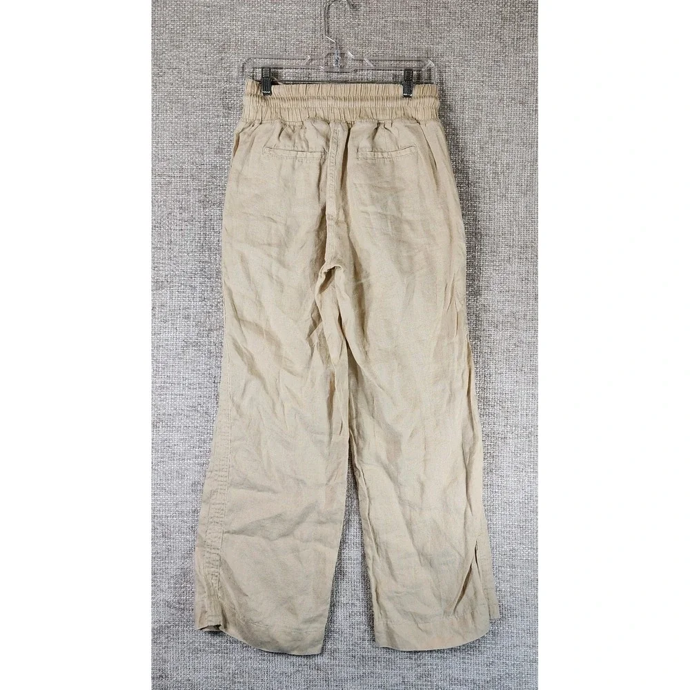 Quince 100% Linen Wide Leg Pants Womens XS Natural Beige Pullon Quiet Luxury